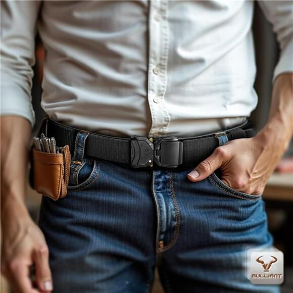 Mens tactical belt adjustable nylon webbing quick release buckle outdoor duty wo - Picture 7 of 8